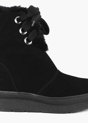 Полусапоги женские зимние чёрные натуральная замша украина  viscala - размер 40 (26 см)