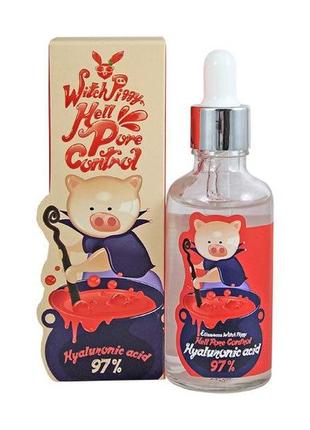 Сироватка з гіалуроновою кислотою зволожуюча 97% elizavecca witch piggy hell pore control hyaluronic acid 97% 50ml