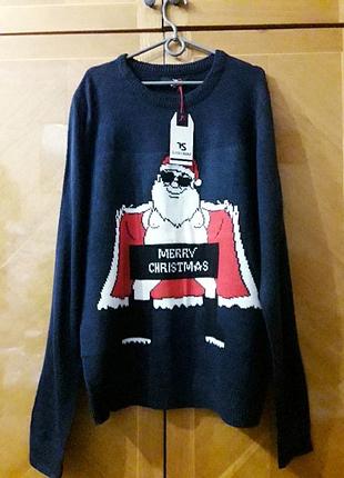 Twisted soul  новий новорічний темно синій  светр  р. xl