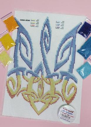 F-044 герб україни, набір для вишивання бісером на водорозчинному флізеліні