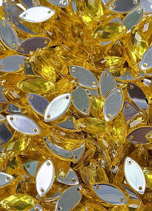 7*15мм пришивные акриловые стразы лодочки желтые, 5шт