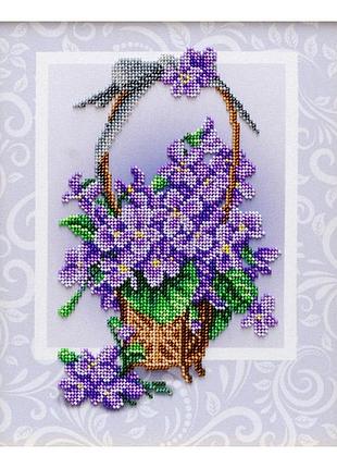 Т-1343  букет фіалок, набір для вишивання бісером