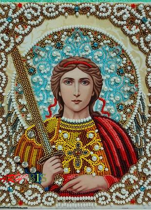 Жл-4709 архангел михаил в жемчуге и кристаллах, набор для вышивки бисером