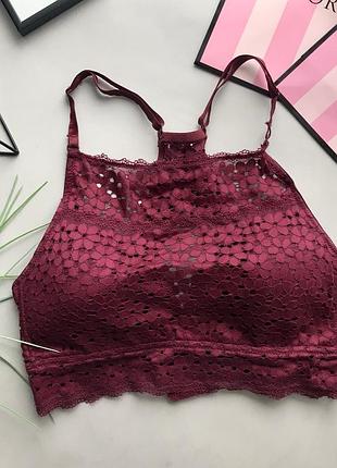 Марсаловый бралетт / кружевной браллет / кружевной бюстгальтер лифчик топом 80 с