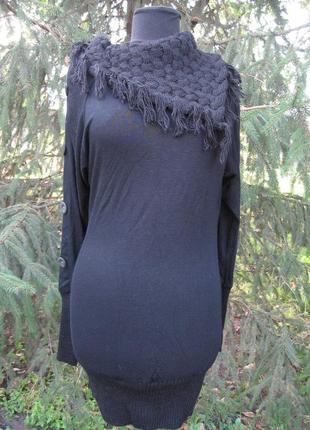 Чорне  плаття футляр з довгим рукавом  шия хомут, чорна сукня в обтяжку