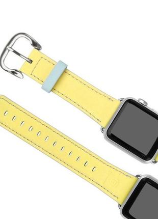 Ремінець з штучної шкіри для apple watch 42 mm baseus colorful watchband жовтий-блакитний