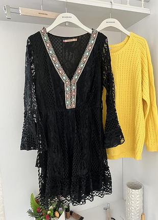 Черное кружевное платье zara