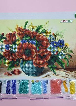 А4н_167 ваза з маками, набір для вишивання бісером