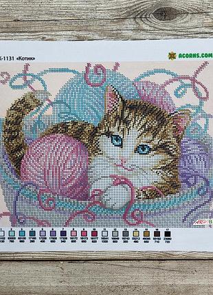 А4-к-1131 котик, набор для вышивки бисером
