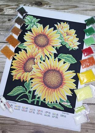 3541 золоті соняшники, набір для вишивання бісером