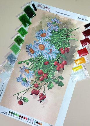 Тк-021 ромашки и шиповник, набор для вышивки бисером