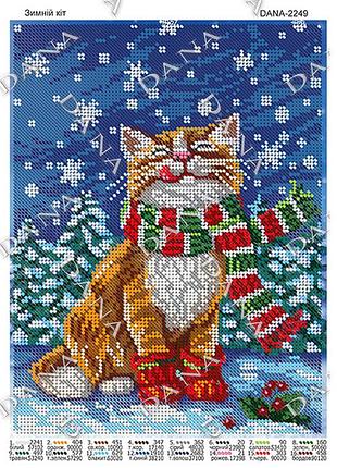 2249  зимовий кіт, набір для вишивання бісером