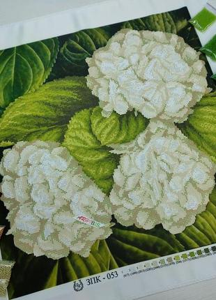 Зпк-053  белые гортензии, набір для вишивання бісером