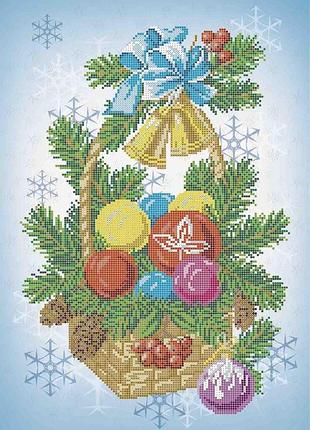 А3-к-1083 новогодняя корзина, набор для вышивки бисером