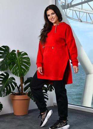 Женский тёплый костюм большого размера туника и брюки5 фото