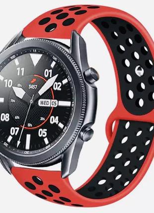 Ремешок на часы перфорированный спорт samsung gear s3 classic, frontier красно-чёрный