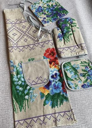 Кухонний набір 4в1 «квіти», льон