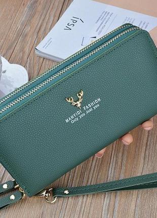 Жіночий модний гаманець на 2 відділи, великий стильний гаманець з ручкою для дівчини8 фото
