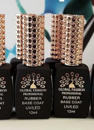 Каучукова база для гель лаку-rubber base coat global fashion, 12мл4 фото