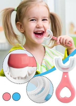 Детская u-образная зубная щетка-капа, с очисткой на 360 градусов, от 2 до 6 лет ,в наличии 2 цвета2 фото