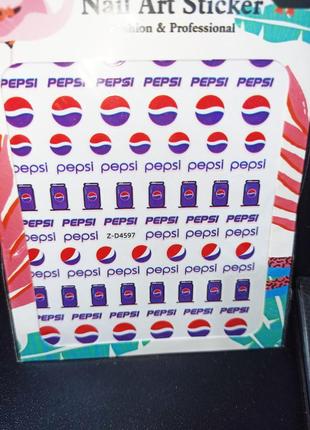 Крутые наклейки слайды для ногтей пепси pepsi3 фото