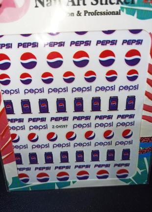 Круті наклейки слайди для нігтів пепсі pepsi2 фото