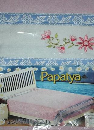 Махровая простынь papatya , 100% хлопок, турция.