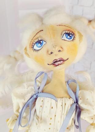 Авторская текстильная кукла блондинка-ангелочек3 фото