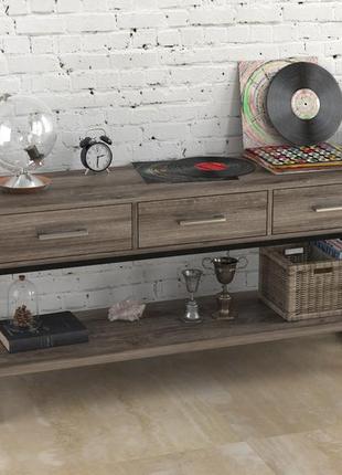 Консоль с ящиками loft design l-145 145х40х75 см дуб палена. тумба подставка тв для дома и офиса1 фото