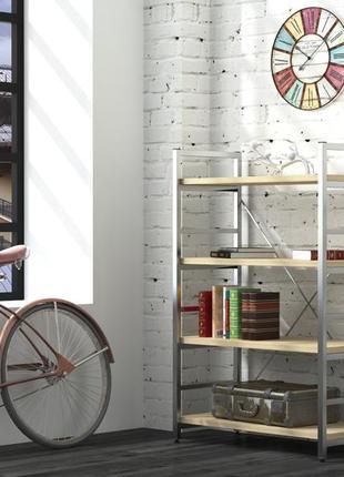 Стелаж офісний низький loft design l-125 new орех модена срібний. книжкова етарка для будинку у стилі лофт4 фото