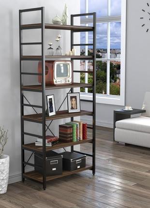 Стеллаж loft design l-190 new орех модена черный. этажерка книжная для дома в стиле лофт