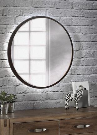 Кругове дзеркало з підсвічуванням 800 мм натне. дзеркала для ванної кімнати, спальні, передпокої, будинку1 фото