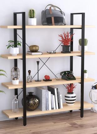 Стеллаж сингл 4-1350 loft design орех модена для дома и офиса. этажерка книжная для дома в стиле лофт2 фото