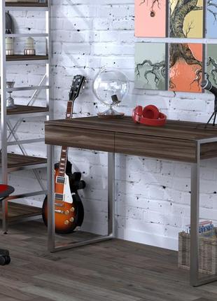 Белый письменный стол loft design l-11 110х55х75 см серебристый. компьютерный стол для...