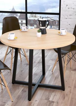 Столицю круглий обідній бланк loft design 100 см дуб борас. лафт з металу, круглий кухонний стіл