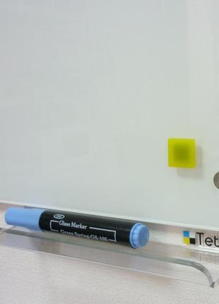 Маркерная стеклянная магнитная доска 75х100 см. белая офисная доска для маркеров. скрытое крепление5 фото