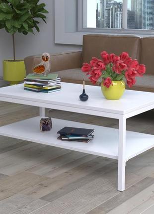 Белый журнальный столик l-1 loft design 90х50х41 см  для дома и офиса. кофейный стол из металла1 фото