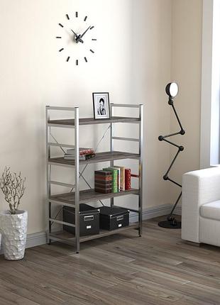 Стеллаж офисный низкий loft design l-125 дуб борас серебристый. этажерка книжная для дома