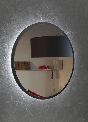 Зеркало с подсветкой круглое 600 мм венге магия настенное с парящим эффектом. зеркала для ванны3 фото