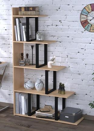 Стелаж-приставна loft design l-160 дуб палена для будинку і офісу. книжкова етарка для будинку у стилі лофт5 фото