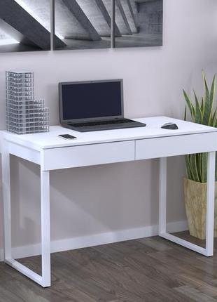 Білий письмовий стіл loft design l-11 110х55х75 см метал білий комп'ютерний стіл для дому і офісу