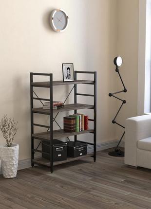 Стелаж офісний низький loft design l-125 new дуб борас чорний. книжкова етажерка для будинку в стилі лофт2 фото