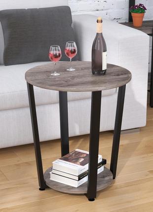 Круглый журнальный стол d-50 loft design 50 см орех модена. кофейный столик из металла2 фото