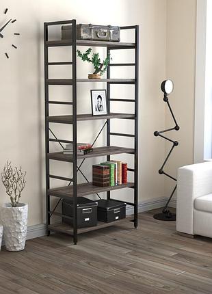 Стеллаж loft design l-190 new дуб палена черный. этажерка книжная для дома в стиле лофт