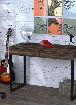 Листований стіл loft design l-11 110x55 см орех модена, чорний. комп’ютерний стіл для дому і офісу