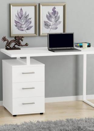 Білий письмовий стіл loft design l-27 120x60x75 см. комп'ютерний стіл для будинку і офісу1 фото