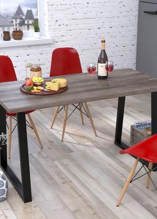 Стіл обідів титан loft design 138 x70 см дуб палена. кухонний стіл лофт з металу1 фото