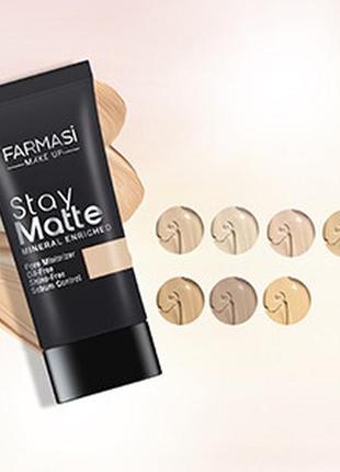 Матирующий тональный крем stay matte 03 натуральный make up farmasi2 фото