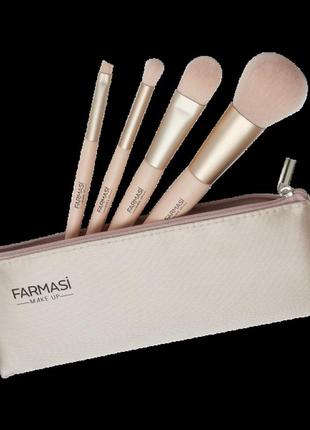 Набор кисточек для макияжа с косметичкой soft pink farmasi