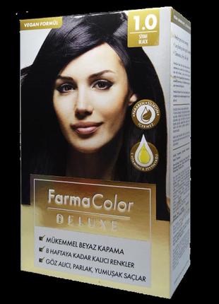 Крем-фарба для волосся farma color deluxe чорний 1.0 farmasi